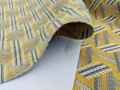 33 EV50 25" x 26" Scalamandre Lelievre Paris Tribu Citron Large Jacquard Yellow Polyester Geometric Graphic MSRP USD576/y