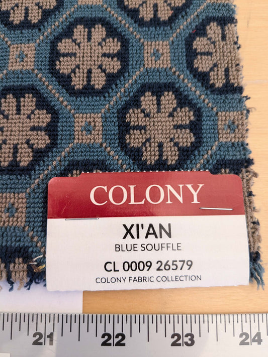 34 EV50 18" x 24" Scalamandre Colony Xi’an Blue Souffle Chinoiserie Diamond Ogee Geometric MSRP USD 598/y