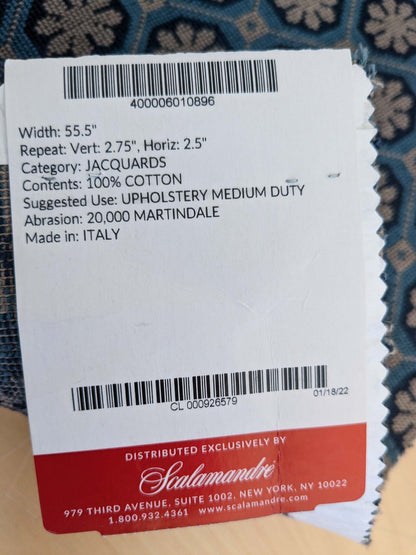 34 EV50 18" x 24" Scalamandre Colony Xi’an Blue Souffle Chinoiserie Diamond Ogee Geometric MSRP USD 598/y