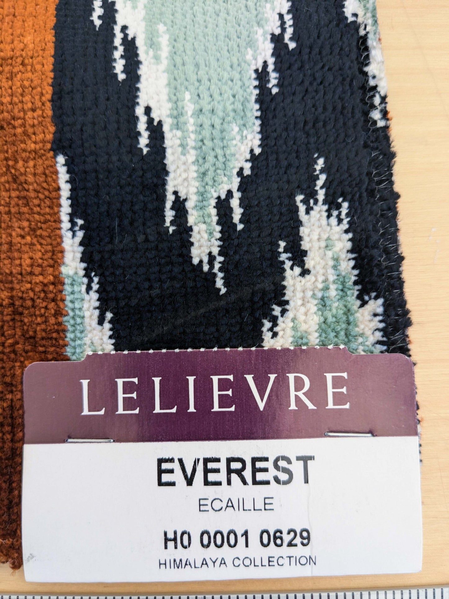 37 EV50 24" x 28" Scalamandre Lelievre Paris Everest Ecaille Brown Green Black Ikat Stripe MSRP USD 574/y