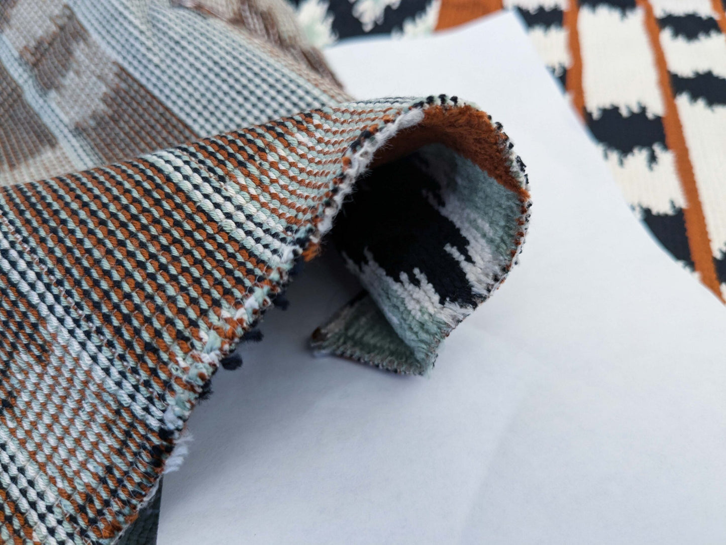 37 EV50 24" x 28" Scalamandre Lelievre Paris Everest Ecaille Brown Green Black Ikat Stripe MSRP USD 574/y