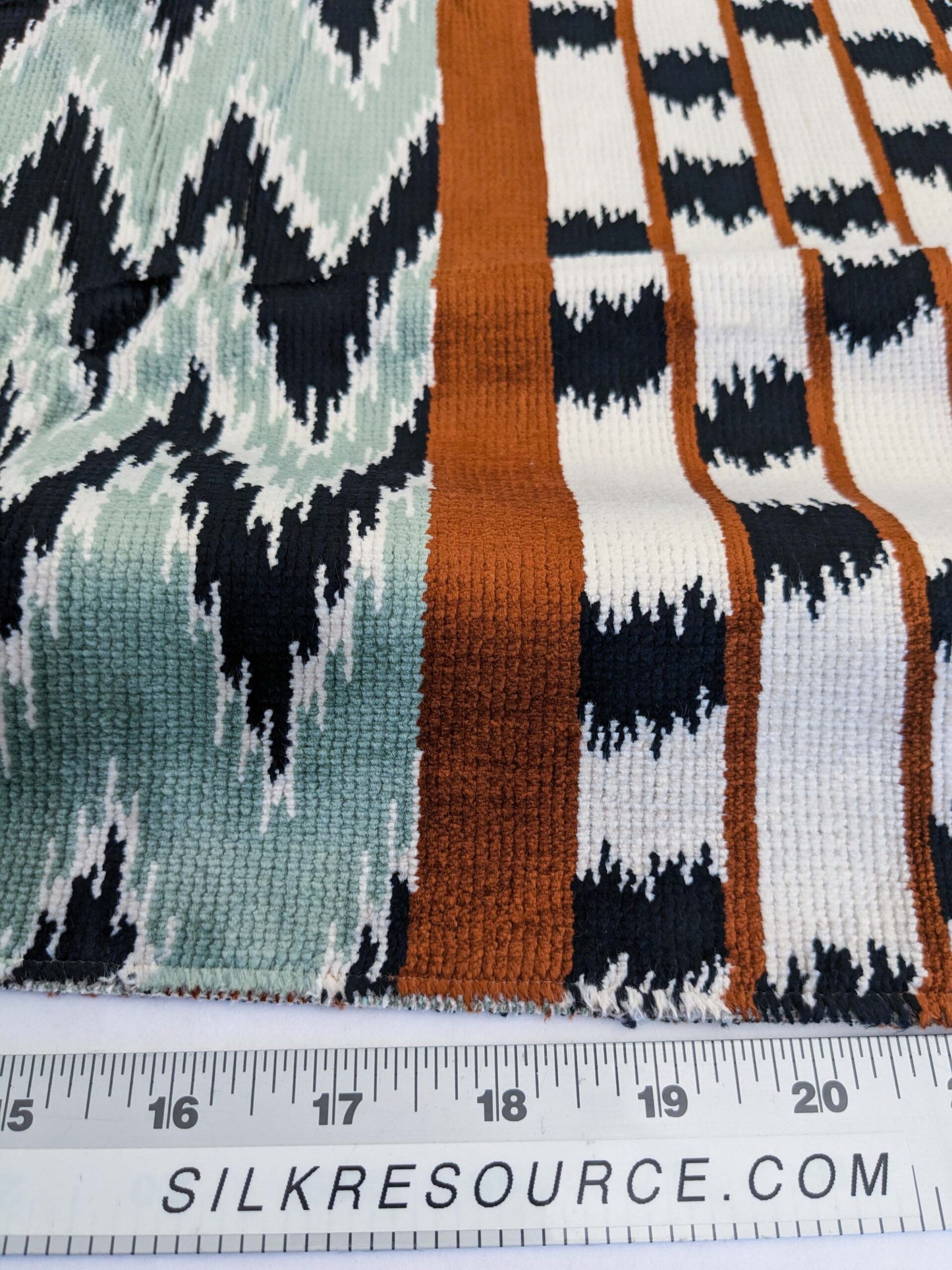 37 EV50 24" x 28" Scalamandre Lelievre Paris Everest Ecaille Brown Green Black Ikat Stripe MSRP USD 574/y