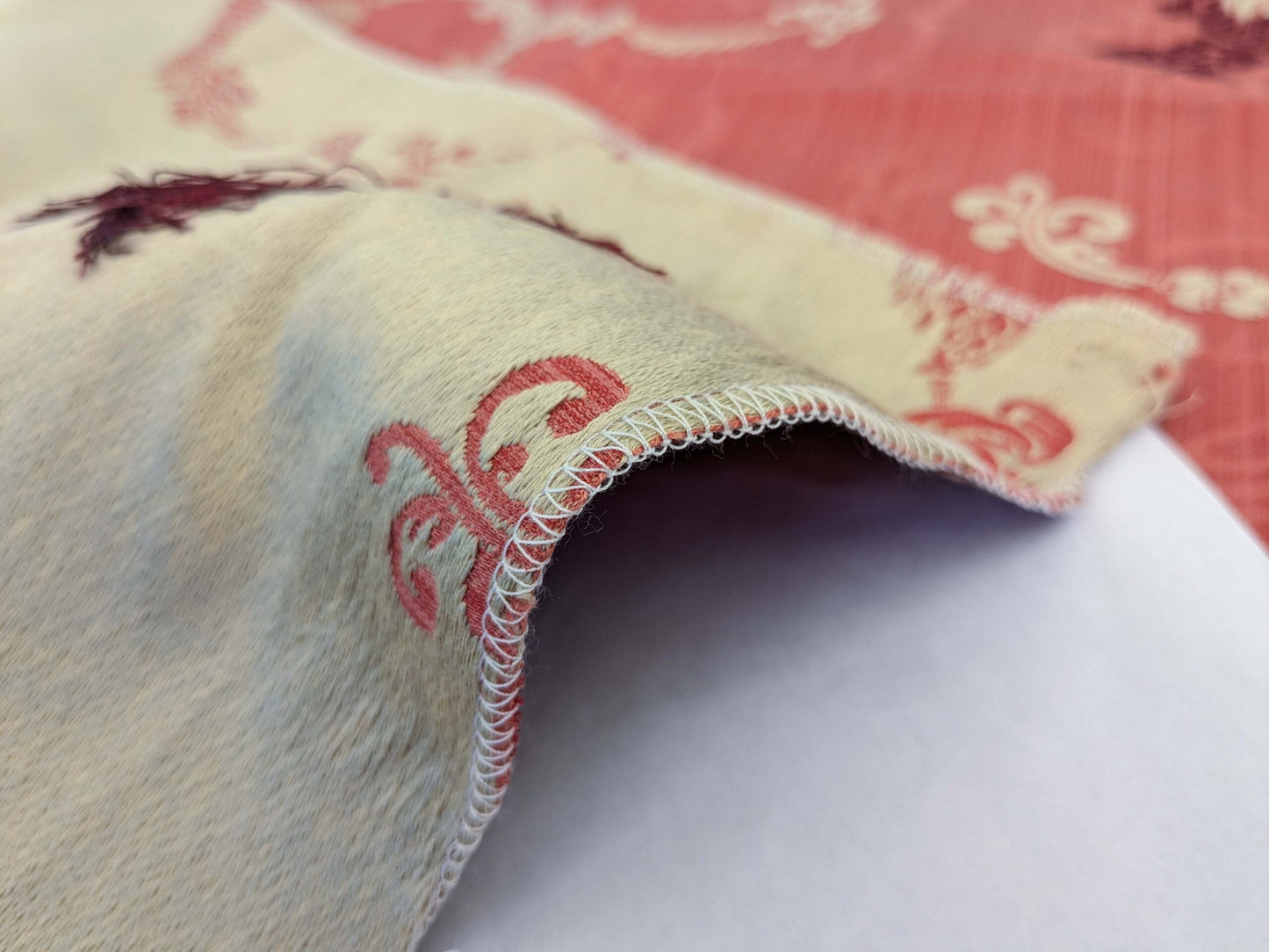 38 EV50 34" x 25" Scalamandre Vivaldi Maroon &amp; Linen On Red Lampas MSRP USD 640/y