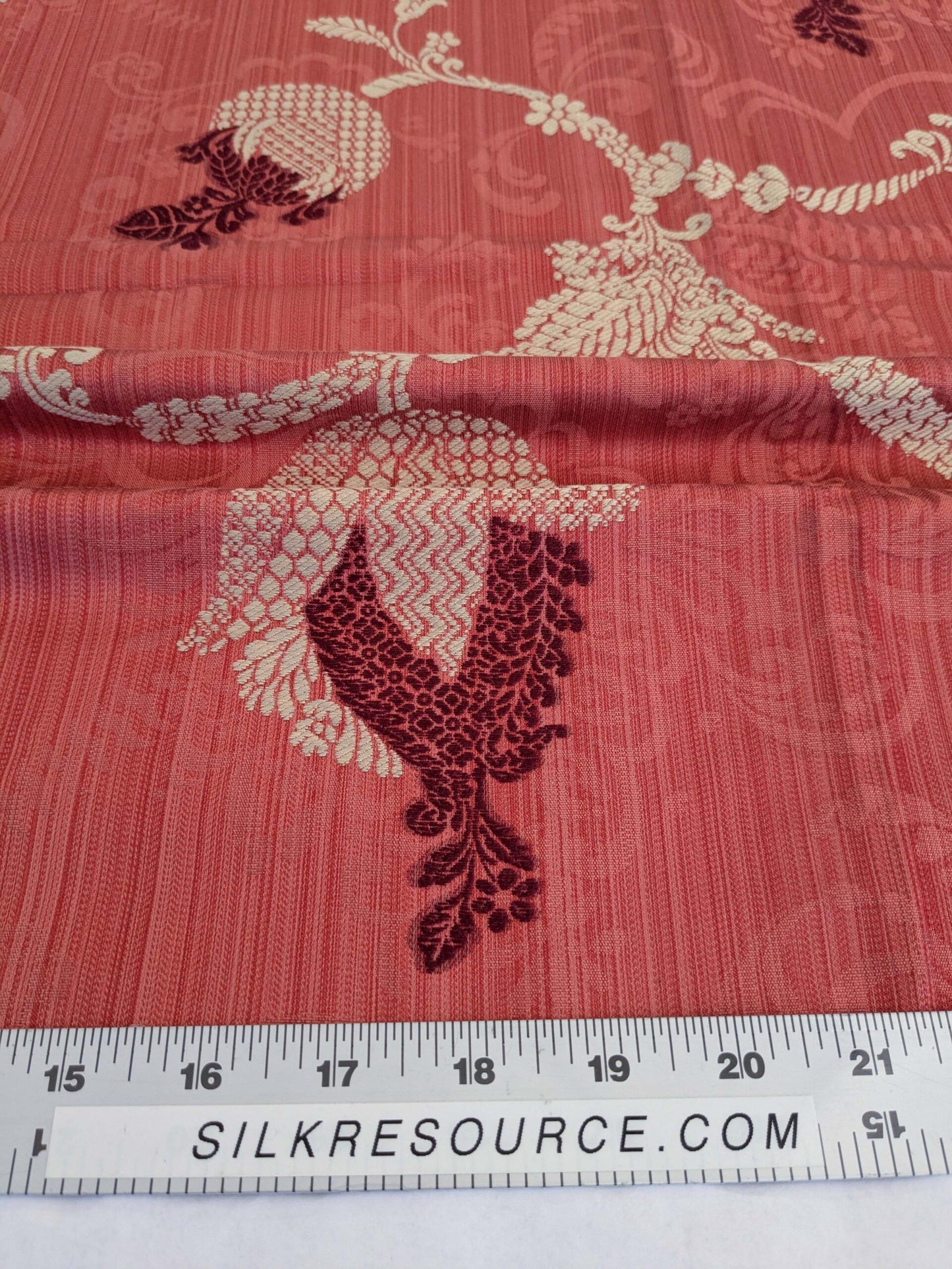 38 EV50 34" x 25" Scalamandre Vivaldi Maroon &amp; Linen On Red Lampas MSRP USD 640/y
