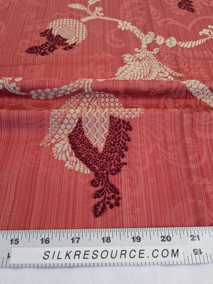 38 EV50 34" x 25" Scalamandre Vivaldi Maroon &amp; Linen On Red Lampas MSRP USD 640/y
