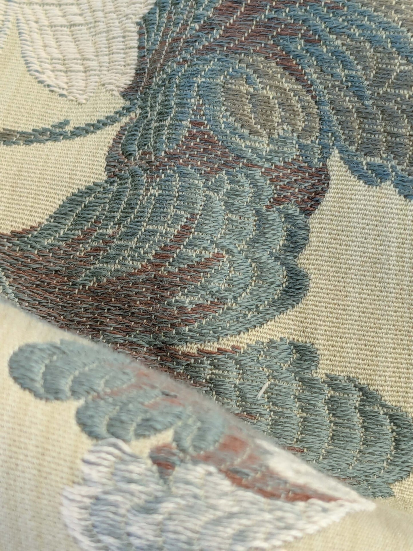 39 EV50 24" x 26" Scalamandre Perrault Sauge Silk lampas Green Fruits Foliage MSRP USD 690/y