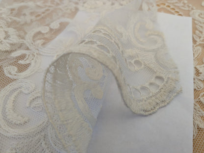 44 EV50 26" x 27" Scalamandre Old World Weavers Charolais Sheer Ecru Matte Embroidery Polyester White