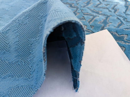 47 EV50 26" x 26" Scalamandre Echo Velvet Peacock Blue Geometric Cotton Viscose MSRP USD326/y