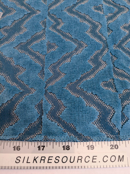 47 EV50 26" x 26" Scalamandre Echo Velvet Peacock Blue Geometric Cotton Viscose MSRP USD326/y