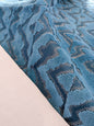 47 EV50 26" x 26" Scalamandre Echo Velvet Peacock Blue Geometric Cotton Viscose MSRP USD326/y