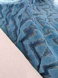 47 EV50 26" x 26" Scalamandre Echo Velvet Peacock Blue Geometric Cotton Viscose MSRP USD326/y