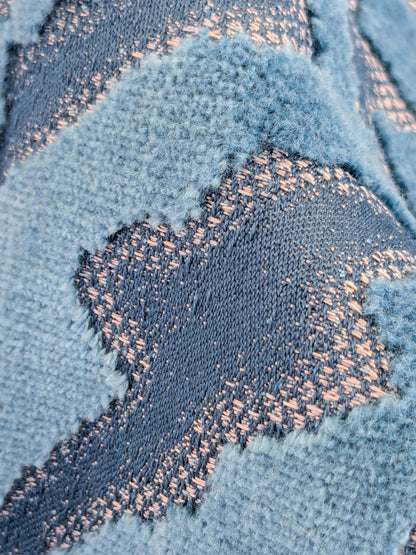 47 EV50 26" x 26" Scalamandre Echo Velvet Peacock Blue Geometric Cotton Viscose MSRP USD326/y