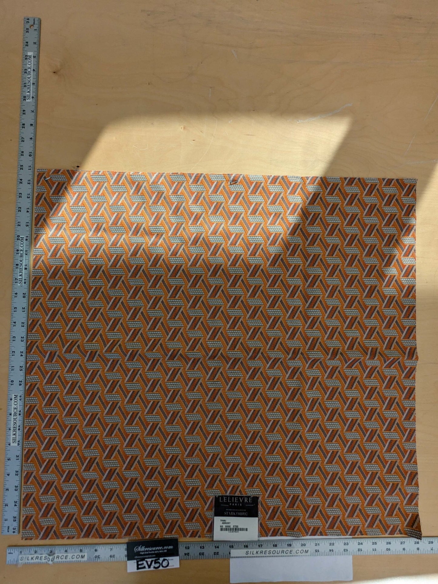 48 EV50 25" x 28" Scalamandre Lelievre Paris Tribu Abricot Large Jacquard Light Orange Polyester Geometric Graphic MSRP USD576/y
