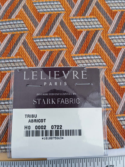 48 EV50 25" x 28" Scalamandre Lelievre Paris Tribu Abricot Large Jacquard Light Orange Polyester Geometric Graphic MSRP USD576/y