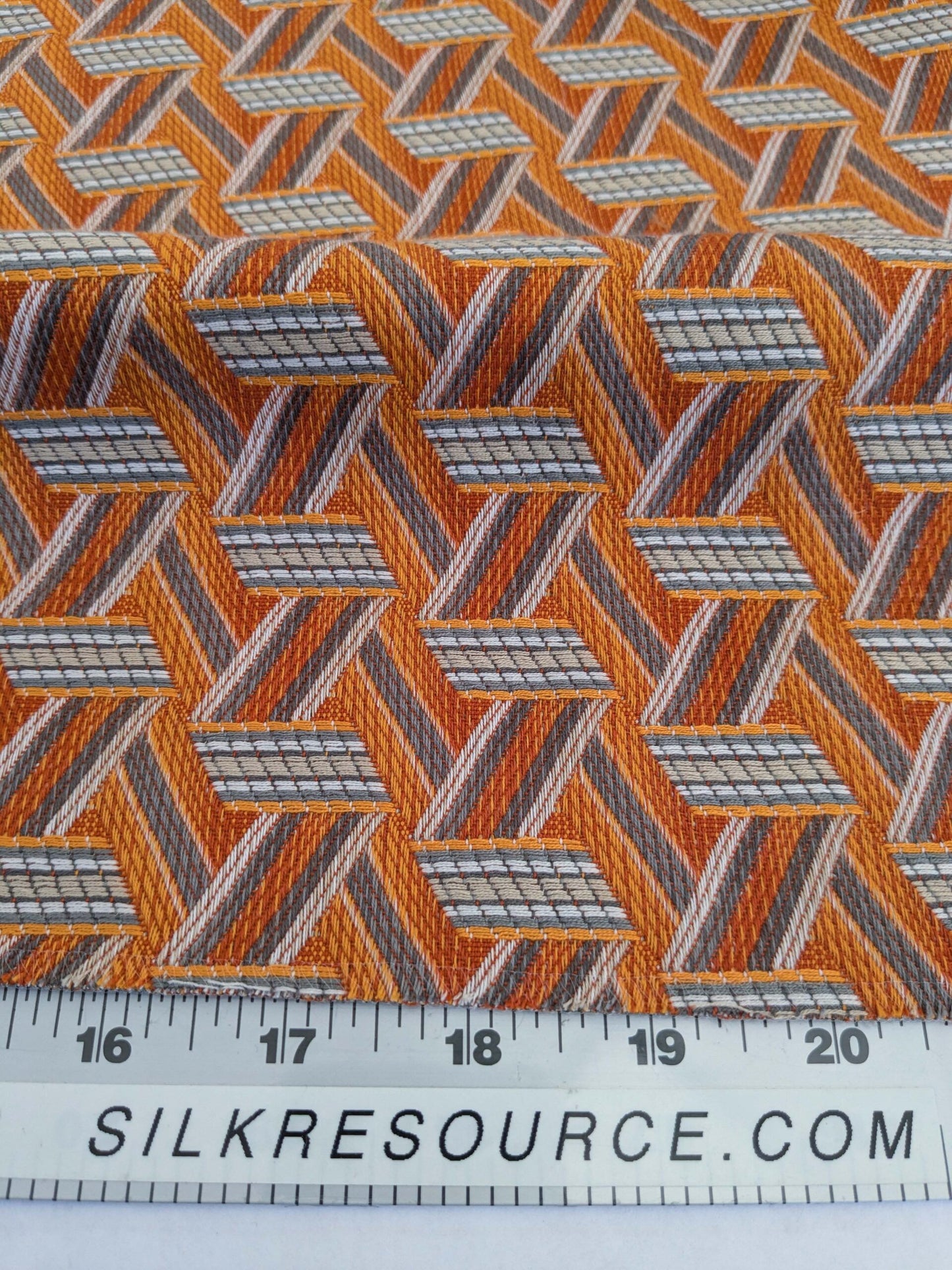48 EV50 25" x 28" Scalamandre Lelievre Paris Tribu Abricot Large Jacquard Light Orange Polyester Geometric Graphic MSRP USD576/y