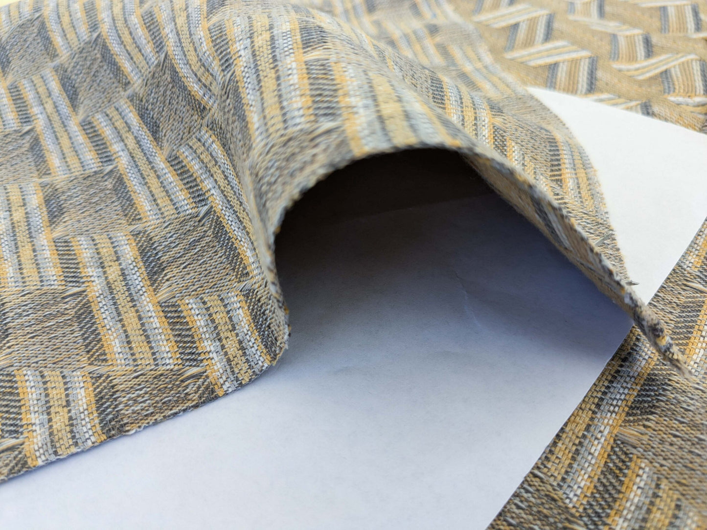 49 EV50 25" x 28" Scalamandre Lelievre Paris Tribu Paille Large Jacquard Light Yellow Polyester Geometric Graphic MSRP USD576/y