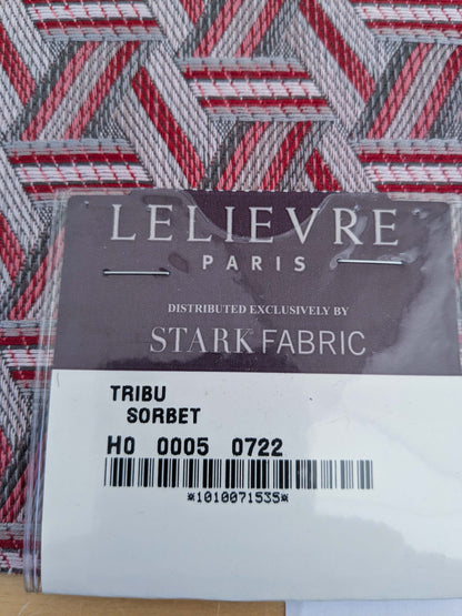50 EV50 25" x 28" Scalamandre Lelievre Paris Tribu Sorbet Large Jacquard Light Red Polyester Geometric Graphic MSRP USD576/y