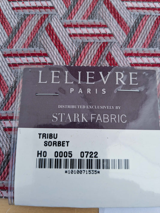 50 EV50 25" x 28" Scalamandre Lelievre Paris Tribu Sorbet Large Jacquard Light Red Polyester Geometric Graphic MSRP USD576/y