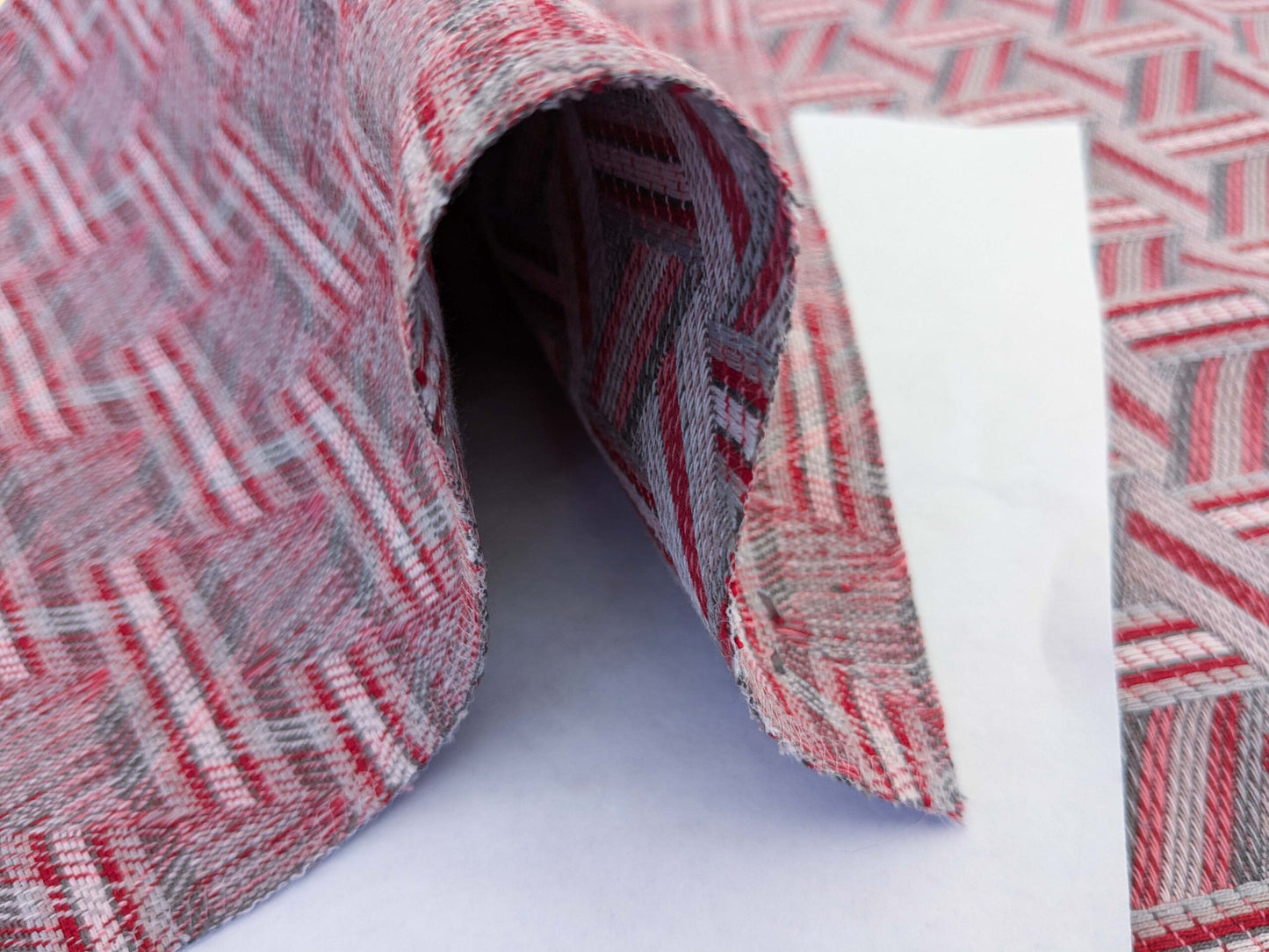 50 EV50 25" x 28" Scalamandre Lelievre Paris Tribu Sorbet Large Jacquard Light Red Polyester Geometric Graphic MSRP USD576/y