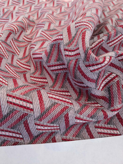 50 EV50 25" x 28" Scalamandre Lelievre Paris Tribu Sorbet Large Jacquard Light Red Polyester Geometric Graphic MSRP USD576/y