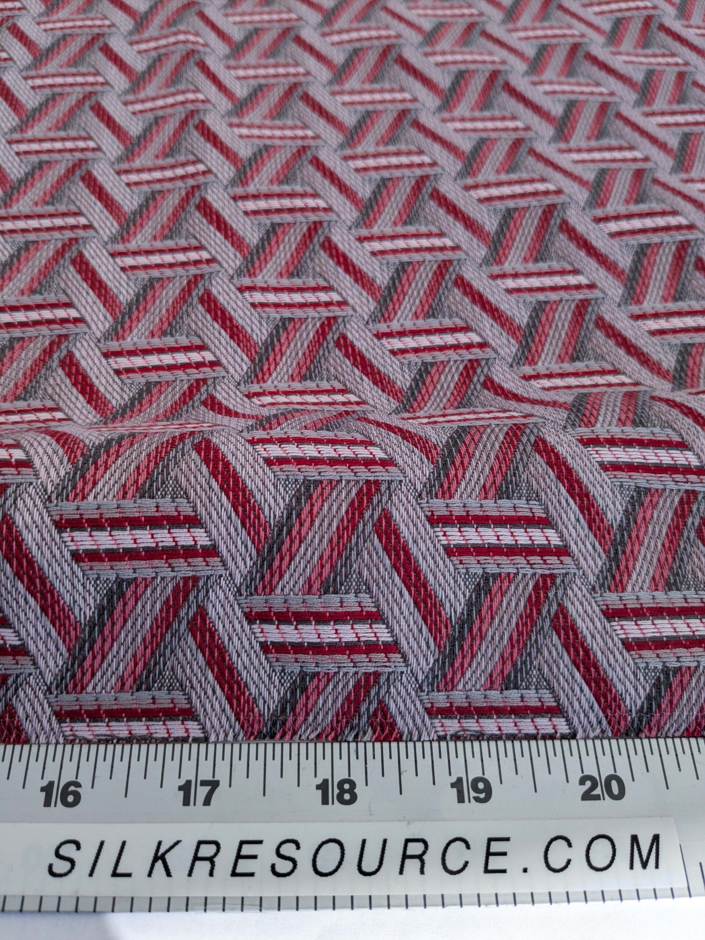 50 EV50 25" x 28" Scalamandre Lelievre Paris Tribu Sorbet Large Jacquard Light Red Polyester Geometric Graphic MSRP USD576/y