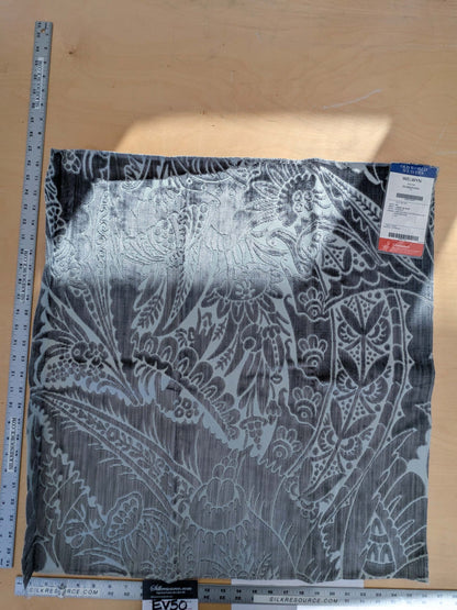 51 EV50 27" x 26" Scalamandre Square Old World Weavers Silk Welwyn Pewter Cut Velvet MSRP USD 2332/y