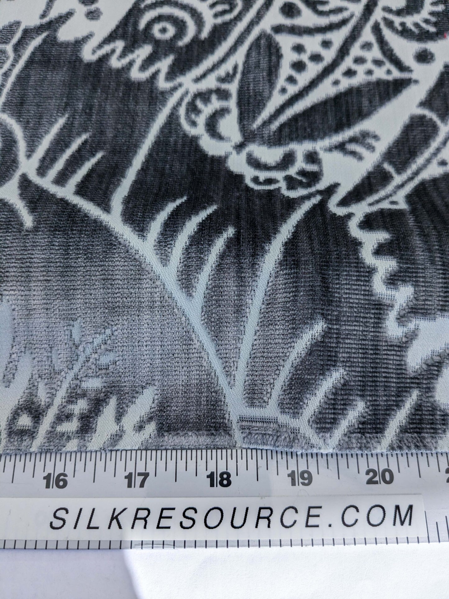 51 EV50 27" x 26" Scalamandre Square Old World Weavers Silk Welwyn Pewter Cut Velvet MSRP USD 2332/y