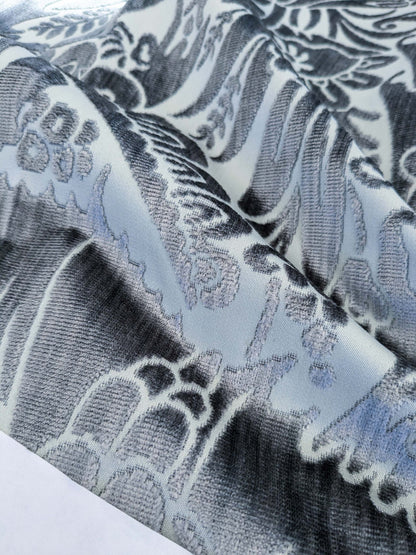 51 EV50 27" x 26" Scalamandre Square Old World Weavers Silk Welwyn Pewter Cut Velvet MSRP USD 2332/y