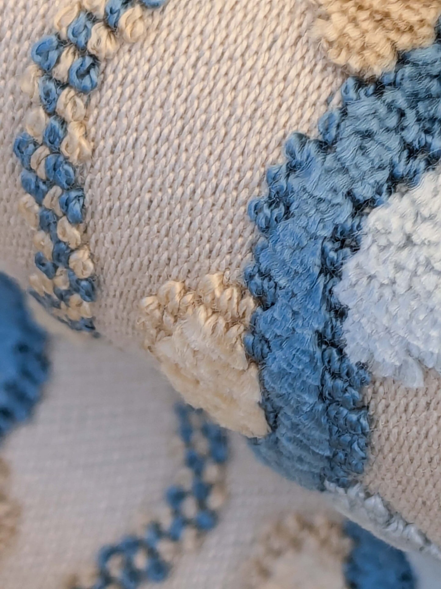 52 EV50 26" x 25" Scalamandre Old World Weavers Lavina Squiggle Bluejay Blue Beige Dot Circle Stripe Viscose MSRP USD 300/y