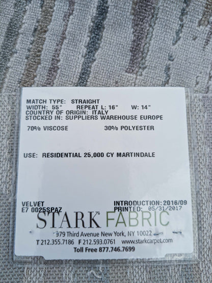 53 EV50 26" x 27" Scalamandre Old World Weavers Spazio Stone Gray Velvet Abstract Gray