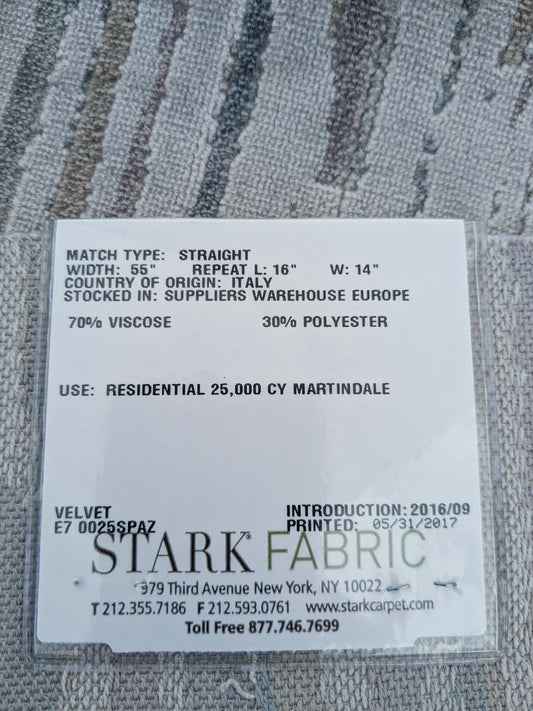 53 EV50 26" x 27" Scalamandre Old World Weavers Spazio Stone Gray Velvet Abstract Gray
