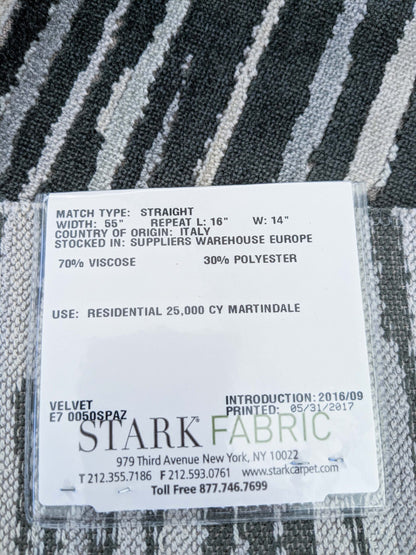 54 EV50 26" x 27" Scalamandre Old World Weavers Spazio Forest Black White Velvet Abstract