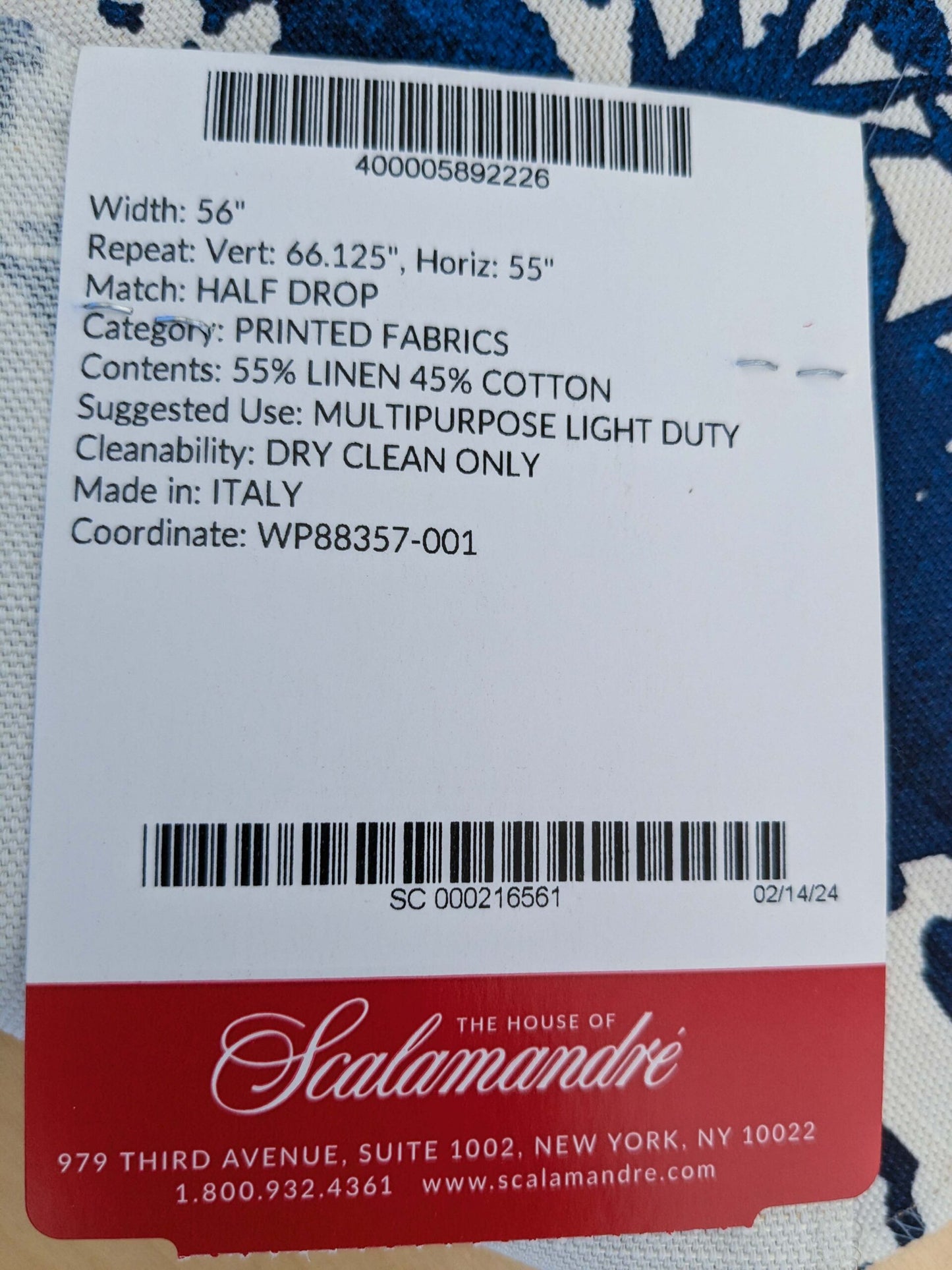 55 EV50 26" x 19" Scalamandre Summer Palace Porcelain Blue White Chinoiserie Scenic Toile MSRP USD 262/y