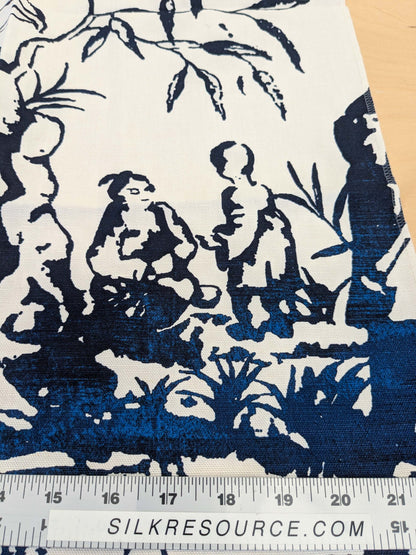 55 EV50 26" x 19" Scalamandre Summer Palace Porcelain Blue White Chinoiserie Scenic Toile MSRP USD 262/y