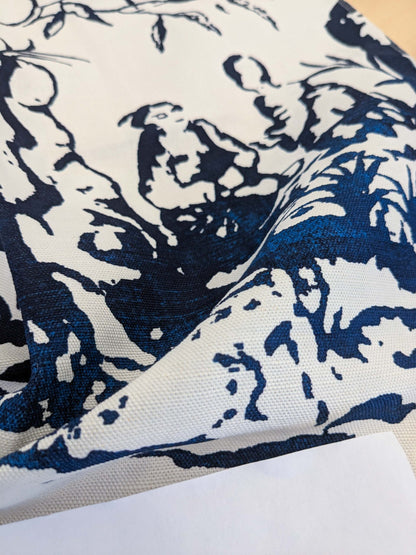 55 EV50 26" x 19" Scalamandre Summer Palace Porcelain Blue White Chinoiserie Scenic Toile MSRP USD 262/y