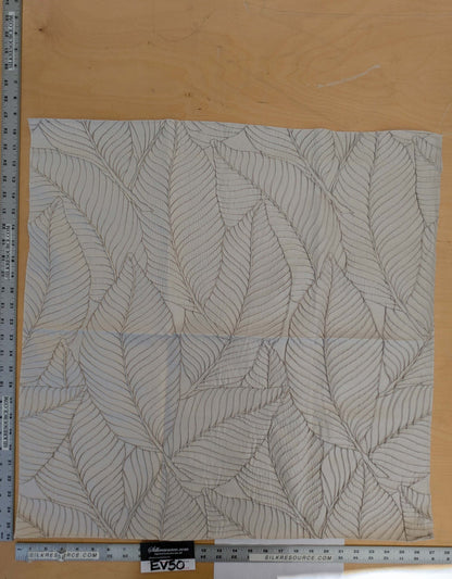 57 EV50 26" x 25" Scalamandre Silk Square Sagamore Hill Platinum Gray Botanical Foliage MSRP USD 492/Y