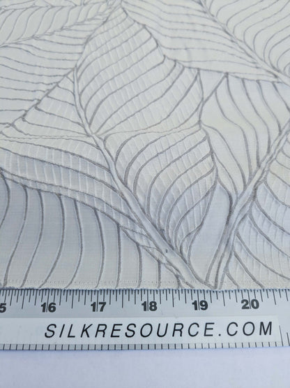 57 EV50 26" x 25" Scalamandre Silk Square Sagamore Hill Platinum Gray Botanical Foliage MSRP USD 492/Y