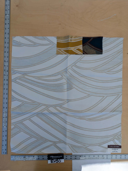 59 EV50 25" x 24" Scalamandre Lelievre Paris Duomo M1 Nacre White Jacquard Abstract Polyester MSRP USD554/y