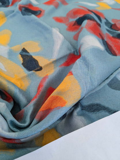 61 EV50 36" x 24" Scalamandre Lelievre Paris Bali-Le Aurore Floral White Yellow Blue Reversible