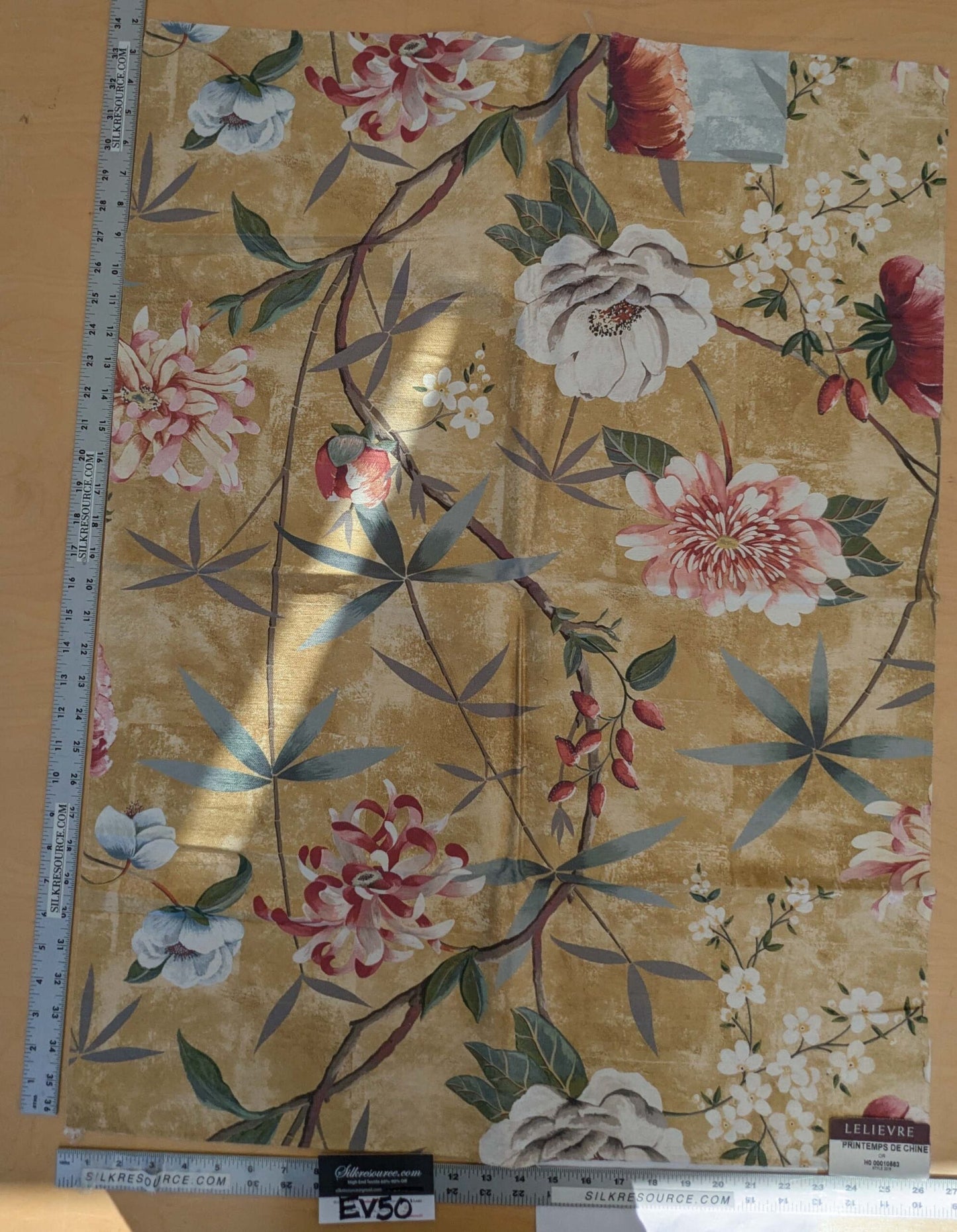 62 EV50 34" x 26" Scalamandre Lelievre Printemps De Chine OR Yellow Gold Floral Tree Foliage Botanical