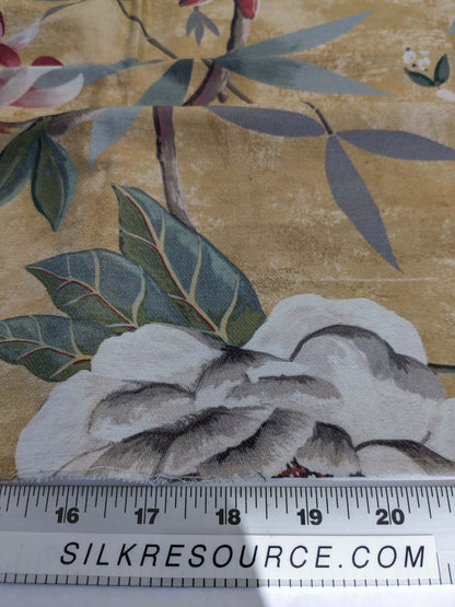 62 EV50 34" x 26" Scalamandre Lelievre Printemps De Chine OR Yellow Gold Floral Tree Foliage Botanical