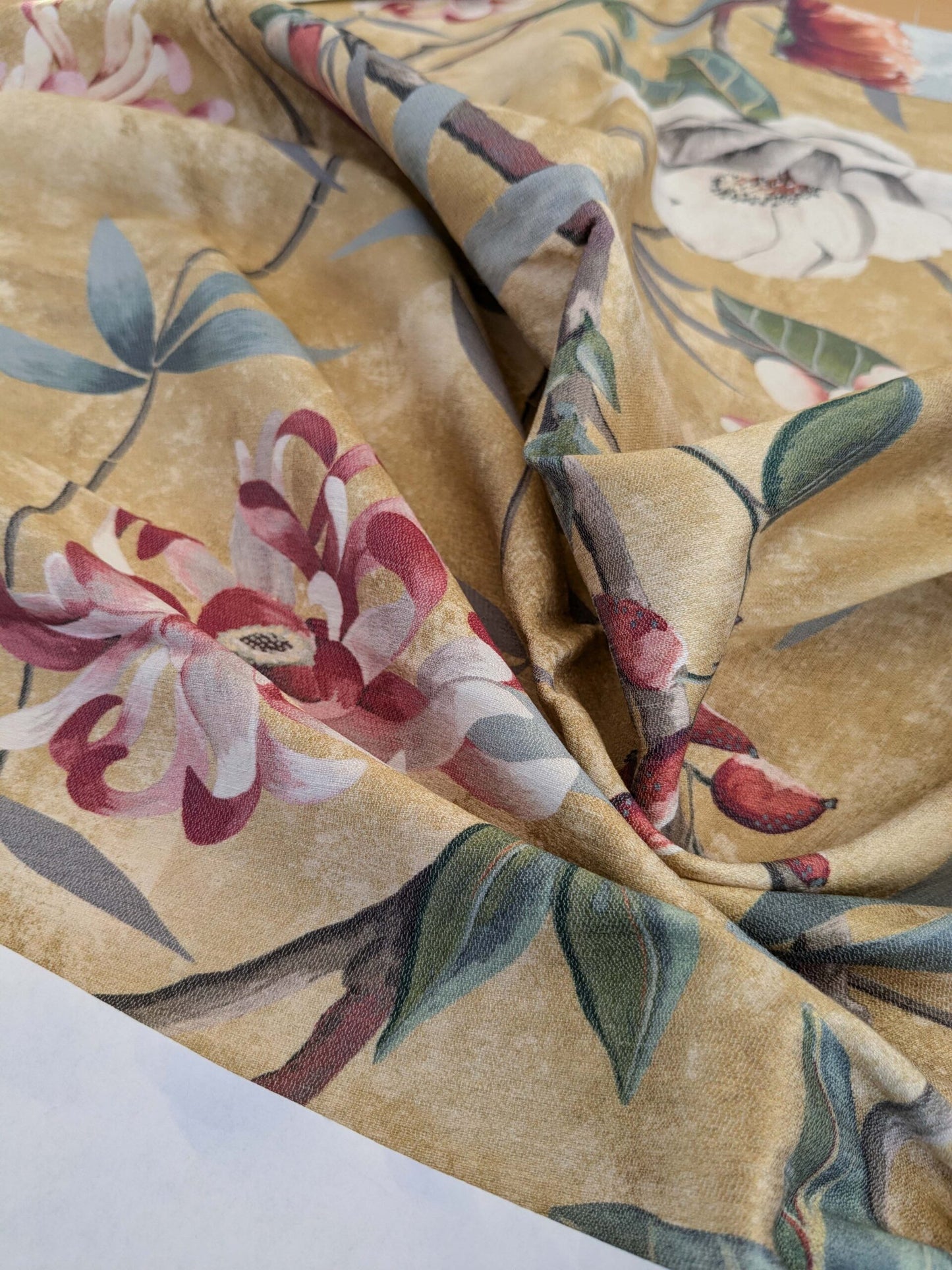 62 EV50 34" x 26" Scalamandre Lelievre Printemps De Chine OR Yellow Gold Floral Tree Foliage Botanical