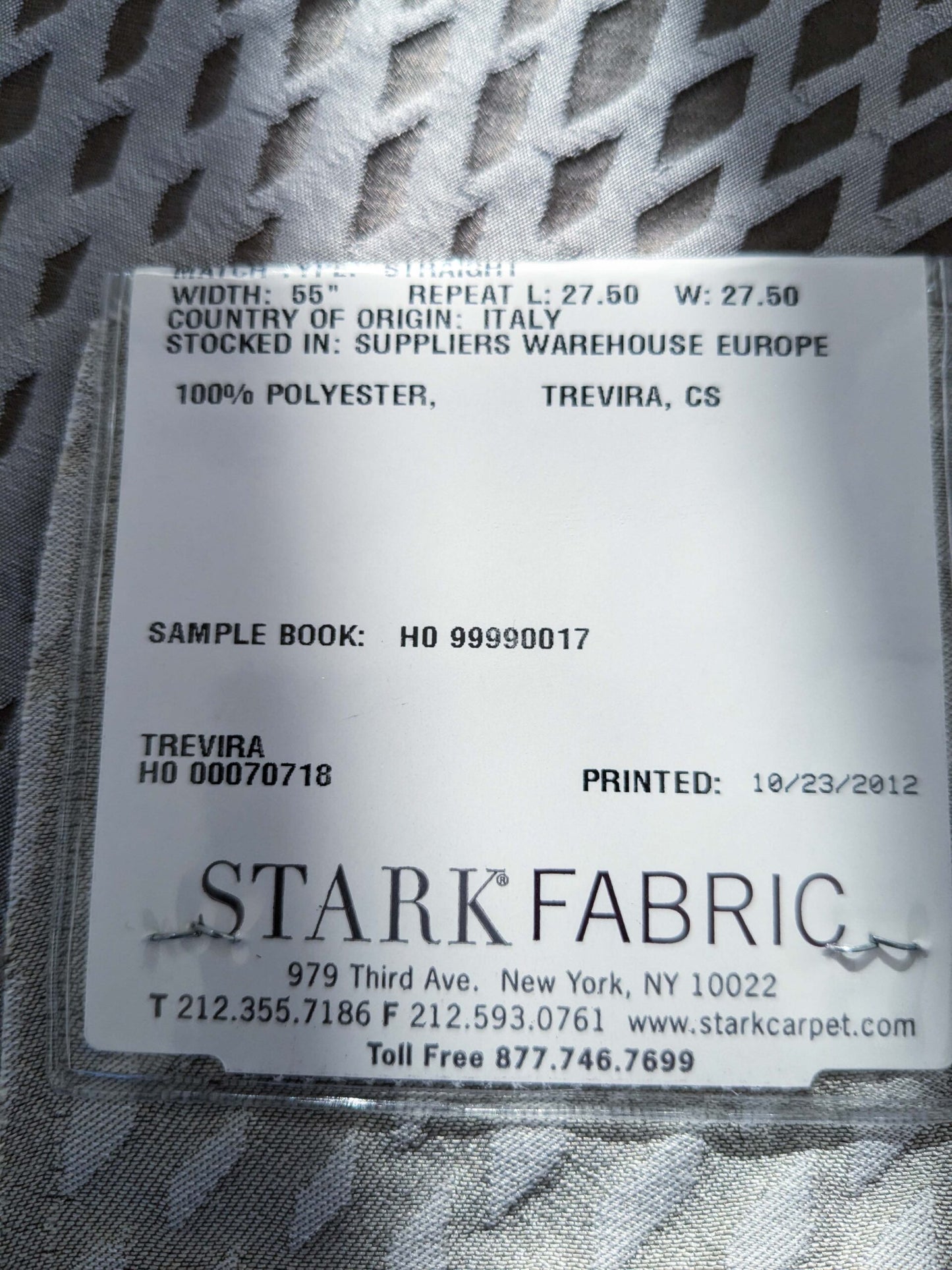 63 EV50 24" x 27" Scalamandre Lelievre Paris Baccara M1 Graphite Polyester Gray Diamond Small Scale