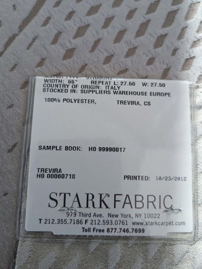 65 EV50 24" x 27" Scalamandre Lelievre Paris Baccara M1 Ciment Polyester Gray Diamond Small Scale