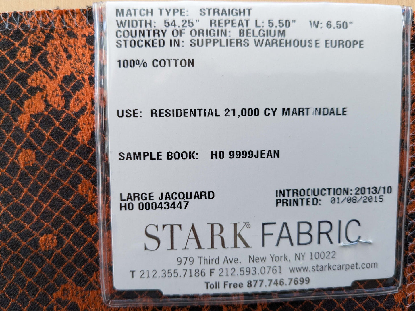 66 EV50 24" x 27" Lelievre Paris Casino Minium Cotton Orange Black Large Jacquard Botanical Floral MSRP USD300+/y