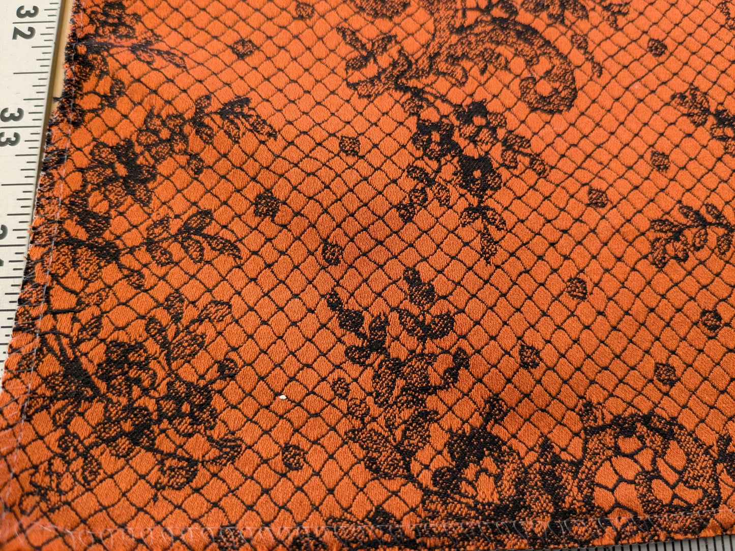 66 EV50 24" x 27" Lelievre Paris Casino Minium Cotton Orange Black Large Jacquard Botanical Floral MSRP USD300+/y