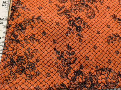 66 EV50 24" x 27" Lelievre Paris Casino Minium Cotton Orange Black Large Jacquard Botanical Floral MSRP USD300+/y