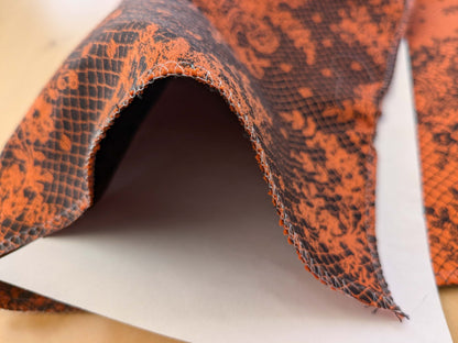 66 EV50 24" x 27" Lelievre Paris Casino Minium Cotton Orange Black Large Jacquard Botanical Floral MSRP USD300+/y