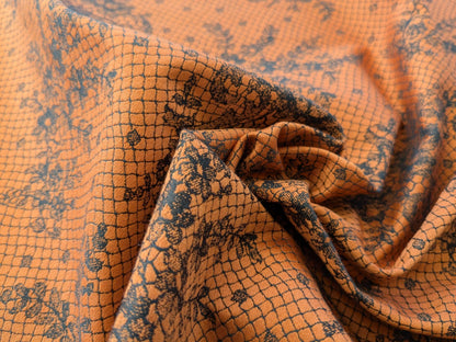 66 EV50 24" x 27" Lelievre Paris Casino Minium Cotton Orange Black Large Jacquard Botanical Floral MSRP USD300+/y