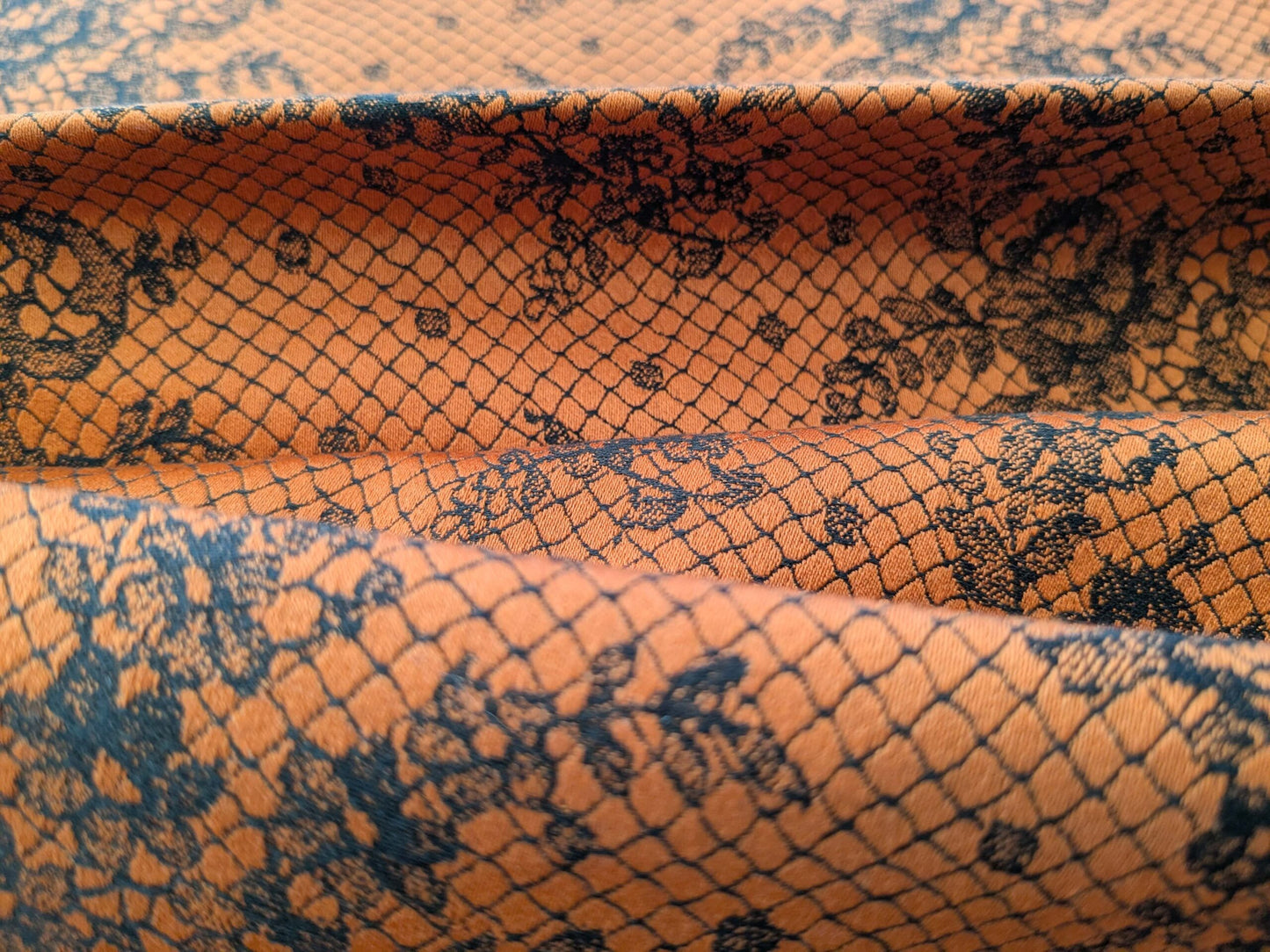 66 EV50 24" x 27" Lelievre Paris Casino Minium Cotton Orange Black Large Jacquard Botanical Floral MSRP USD300+/y